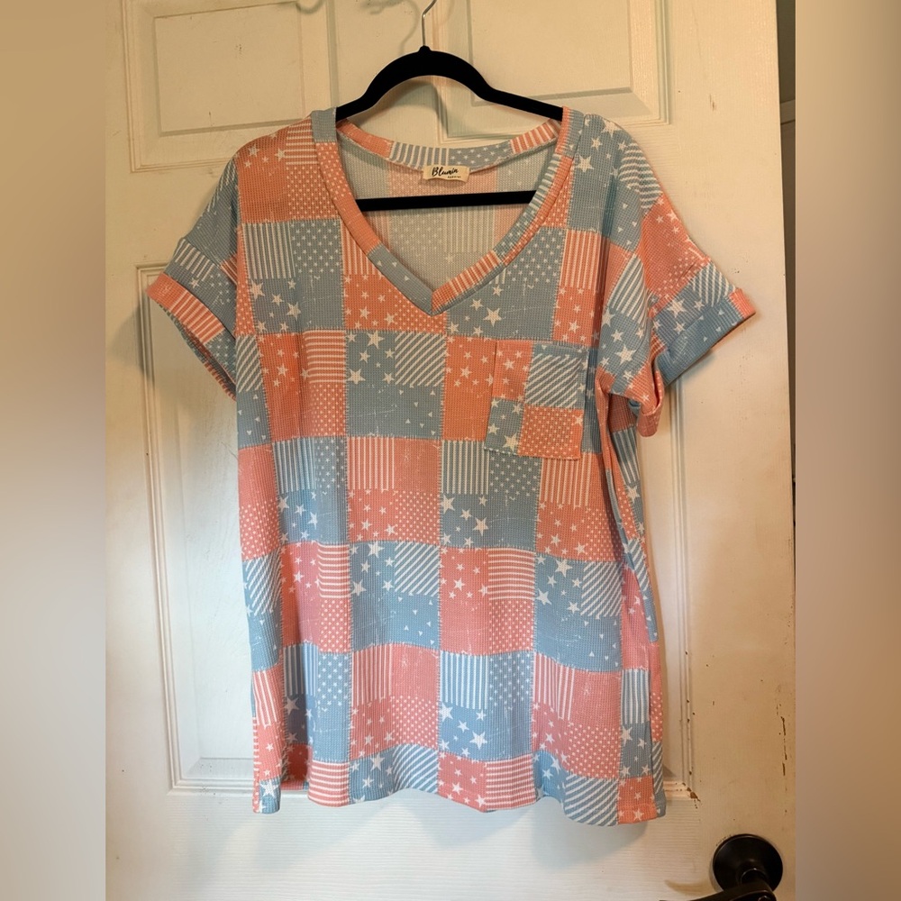 Colorful Patchwork V-Neck Tee